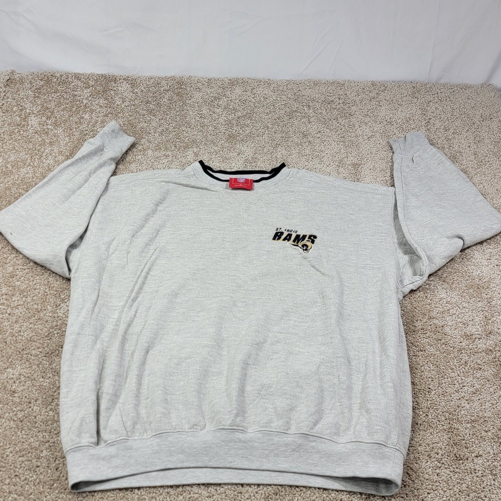 NFL Men's St. Louis Rams Size XL Sweatshirt Crewneck Embroidered Logo Gray XL